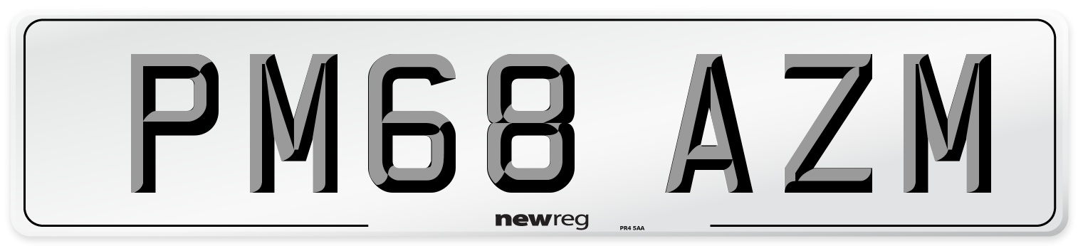 PM68 AZM Number Plate from New Reg